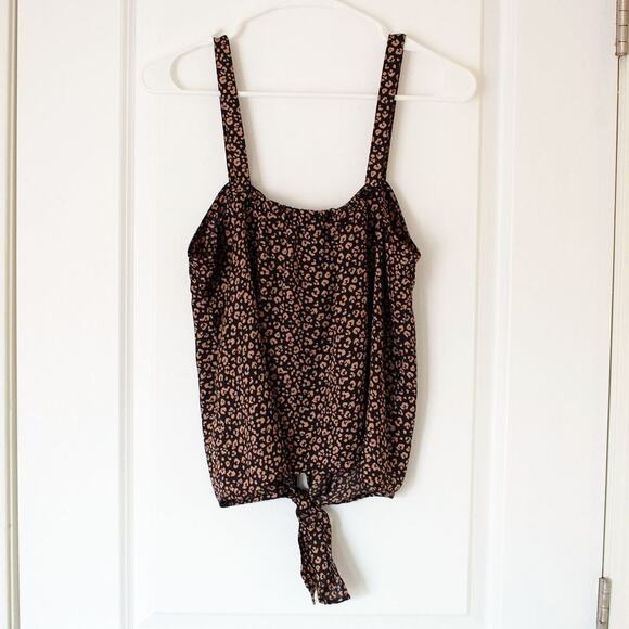 M Leopard Summer Tie Knot Animal Print Tank Blouse Glamorous Sheen Bow - Picture 2 of 6